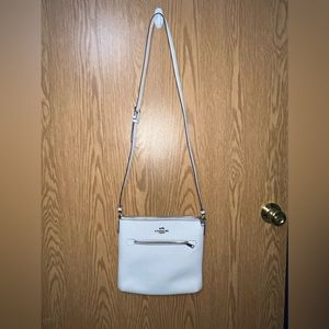 Coach Crossbody Leather | White w Gold Zipper